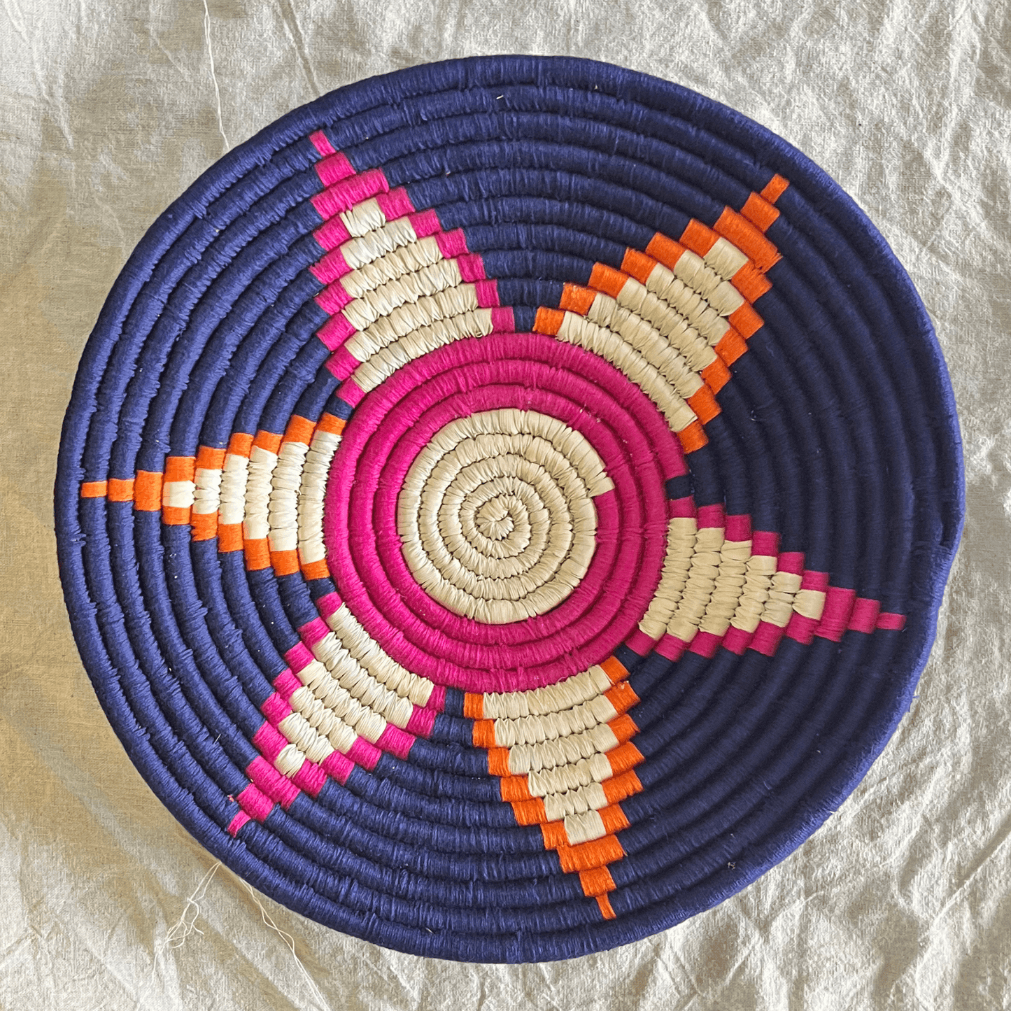Handwoven Sabai Grass Wall Baskets- Radiant Blue- Set of 3