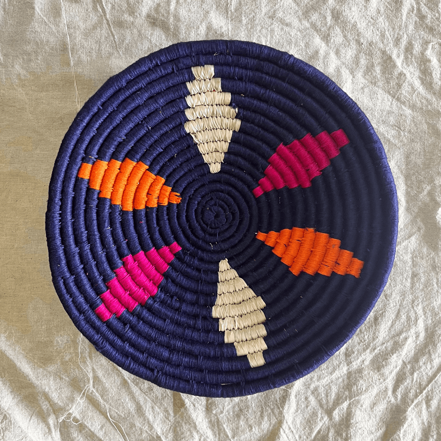 Handwoven Sabai Grass Wall Baskets- Radiant Blue- Set of 3