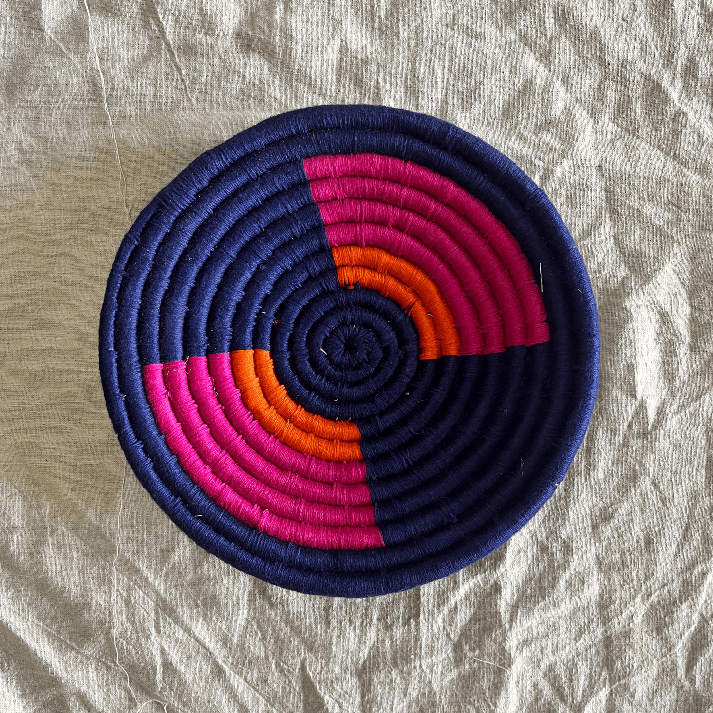 Handwoven Sabai Grass Wall Baskets- Radiant Blue- Set of 3