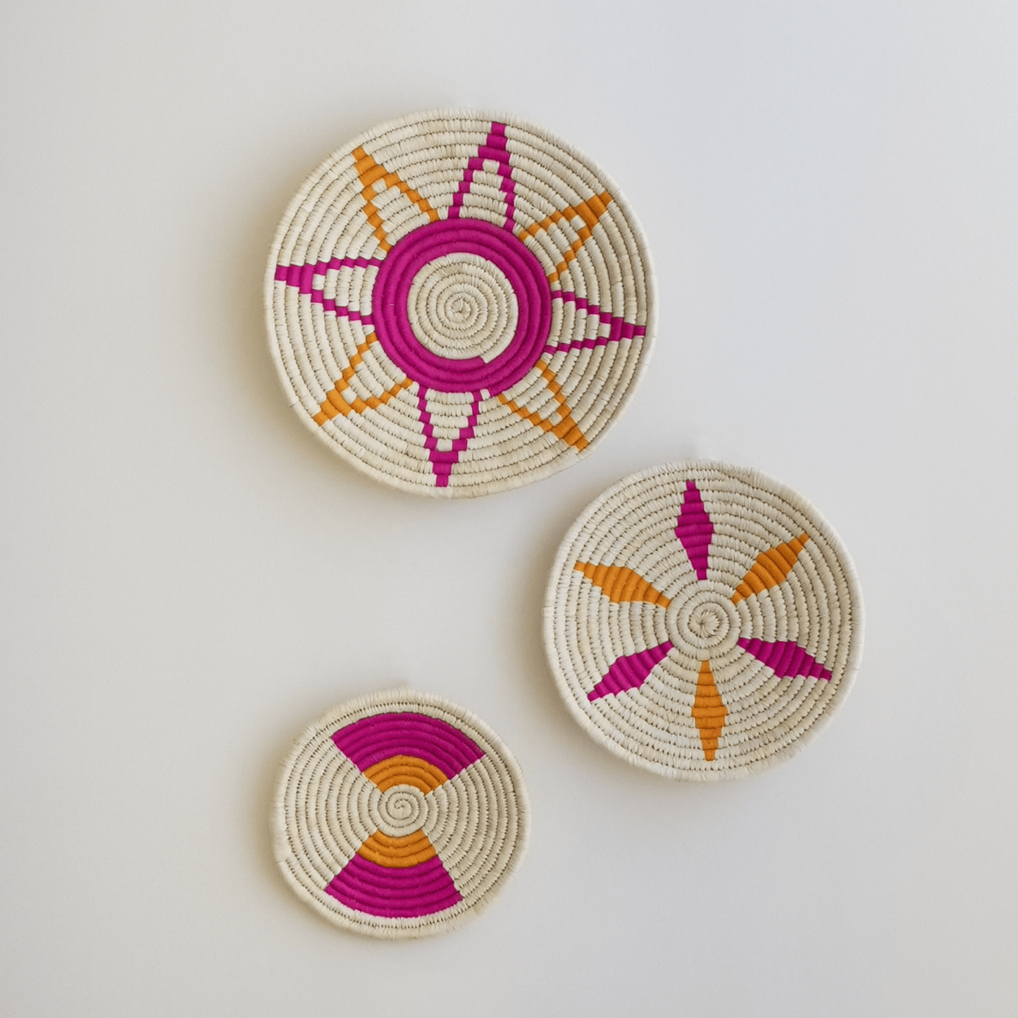 Handwoven Sabai Grass Wall Baskets- Whispers of Ivory- Set of 3