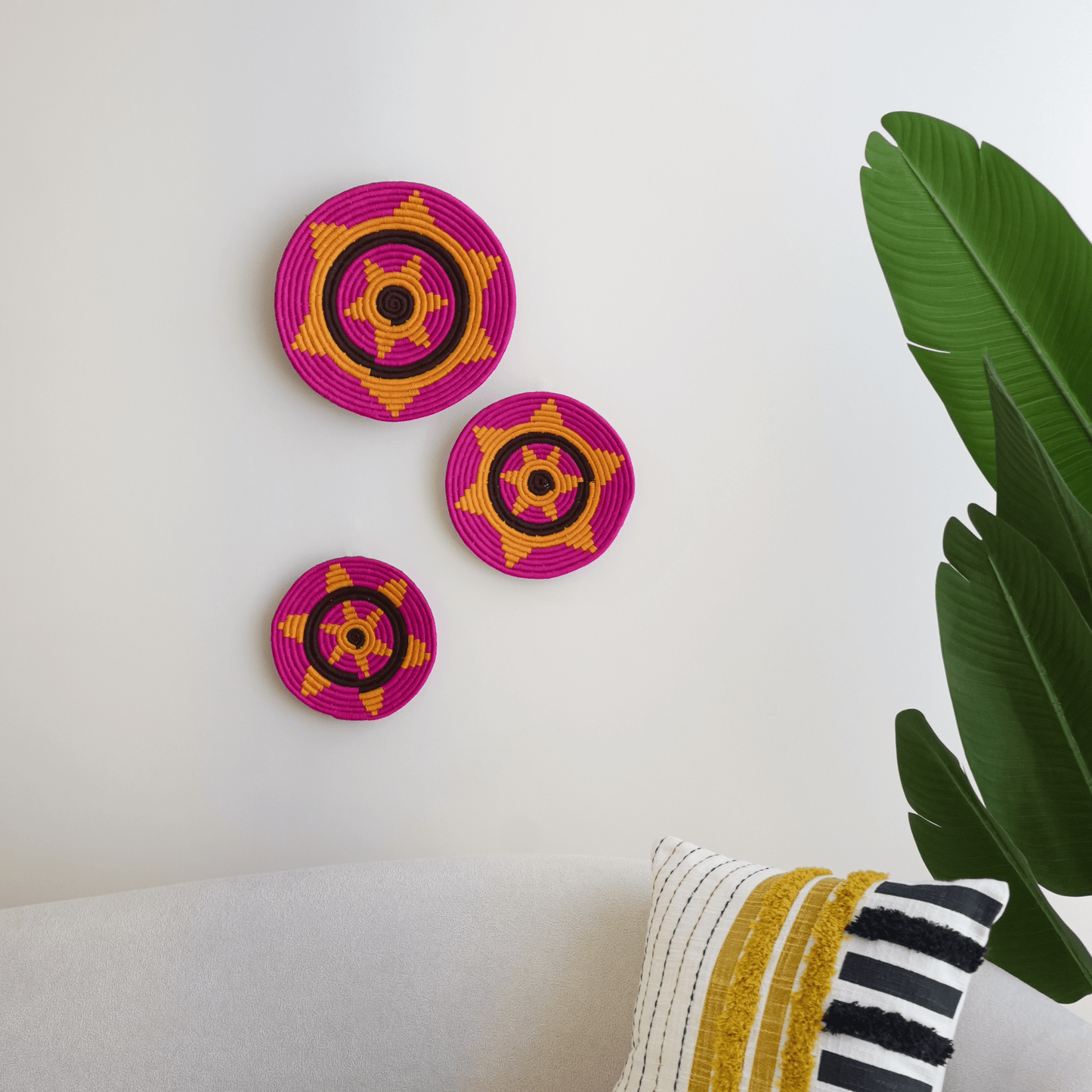 Handwoven Sabai Grass Wall Baskets- Set of 3