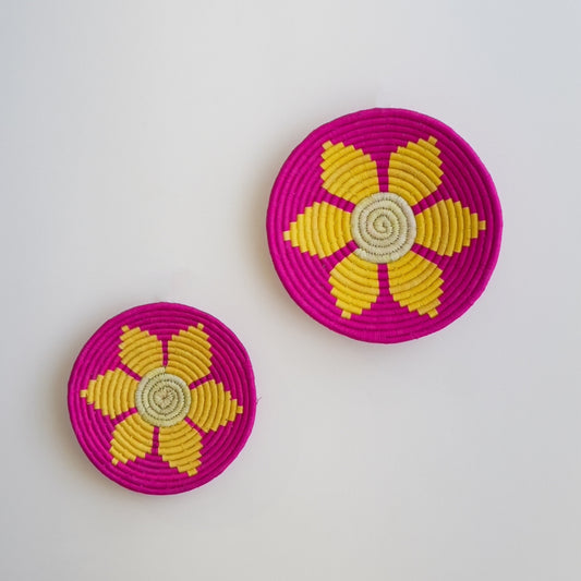 Handwoven Sabai Grass Wall Baskets- Pink Dusk Duo- Set of 2