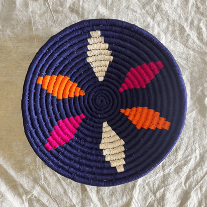 Handwoven Sabai Grass Wall Baskets- Radiant Blue- Set of 3